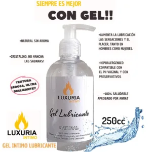 Gel Lubricante Luxuria Sabor Natural - 250cc: imagen 2